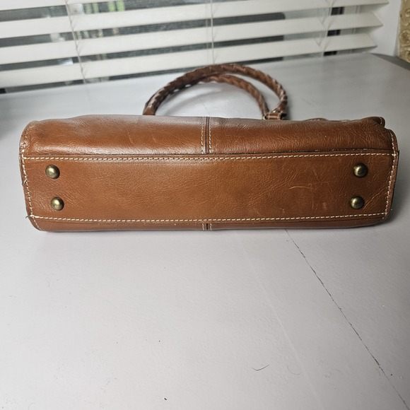 Patricia Nash Rienzo Leather Shoulder Bag Satchel Tan Classic Heritage P35701 - Picture 10 of 14